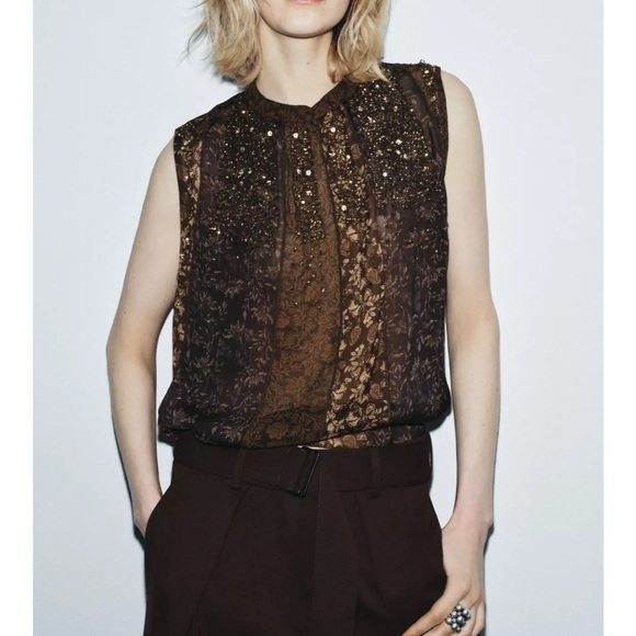 Zara ZW collection beaded top